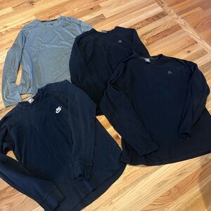 Nike Men's Black and Gray Long Sleeve Tees